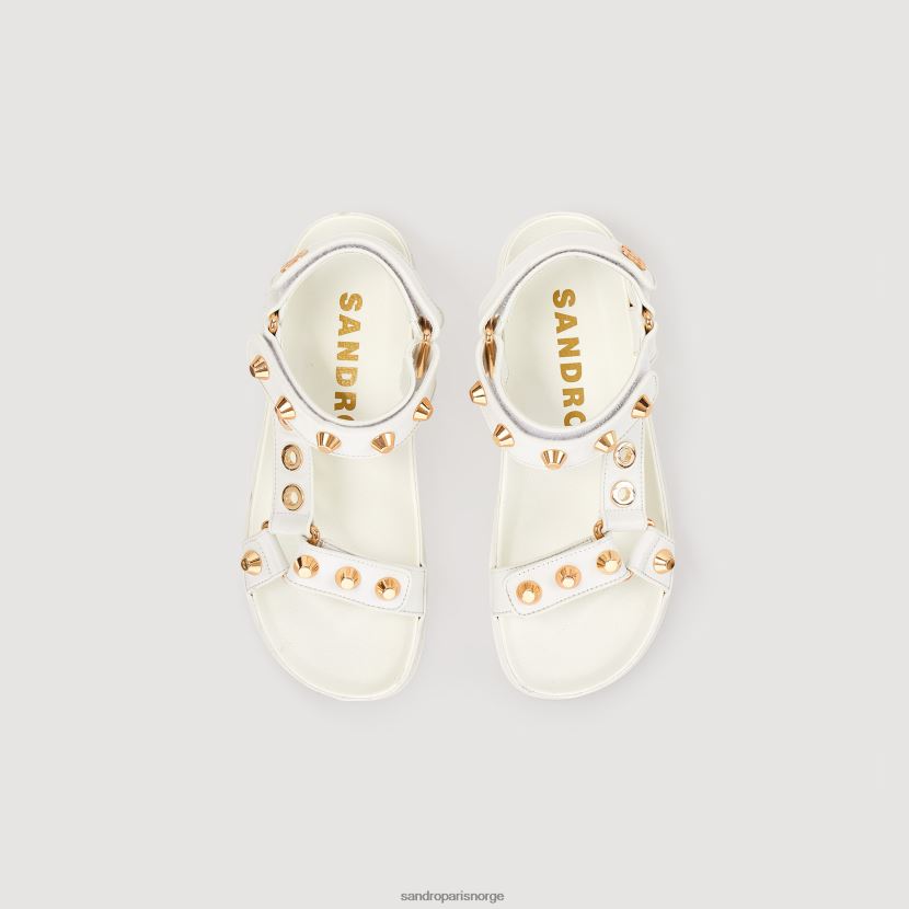 kvinner Sandro Paris ecru sandaler i skinn fottøy 6FN4LH489