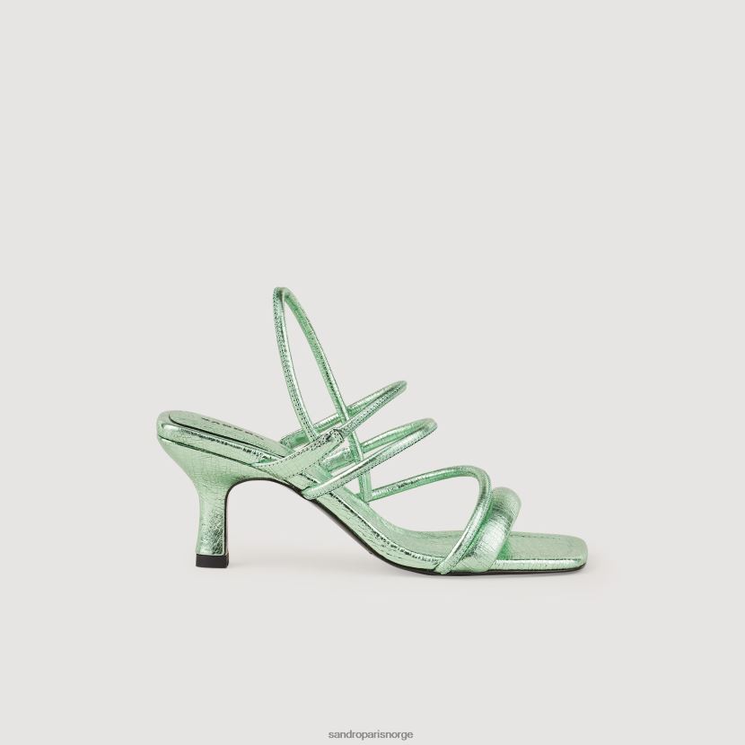 kvinner Sandro Paris grønn sandaler i metallisk skinn fottøy 6FN4LH496
