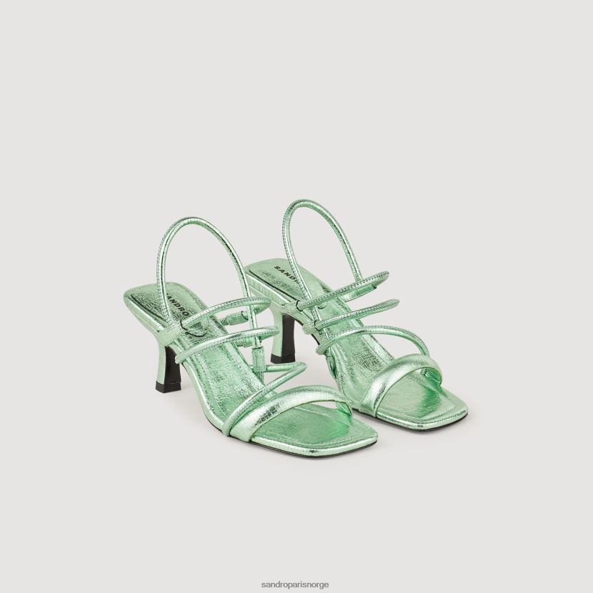 kvinner Sandro Paris grønn sandaler i metallisk skinn fottøy 6FN4LH496