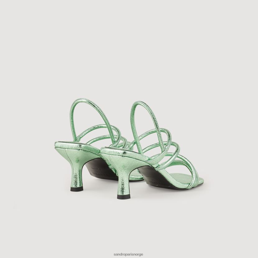 kvinner Sandro Paris grønn sandaler i metallisk skinn fottøy 6FN4LH496