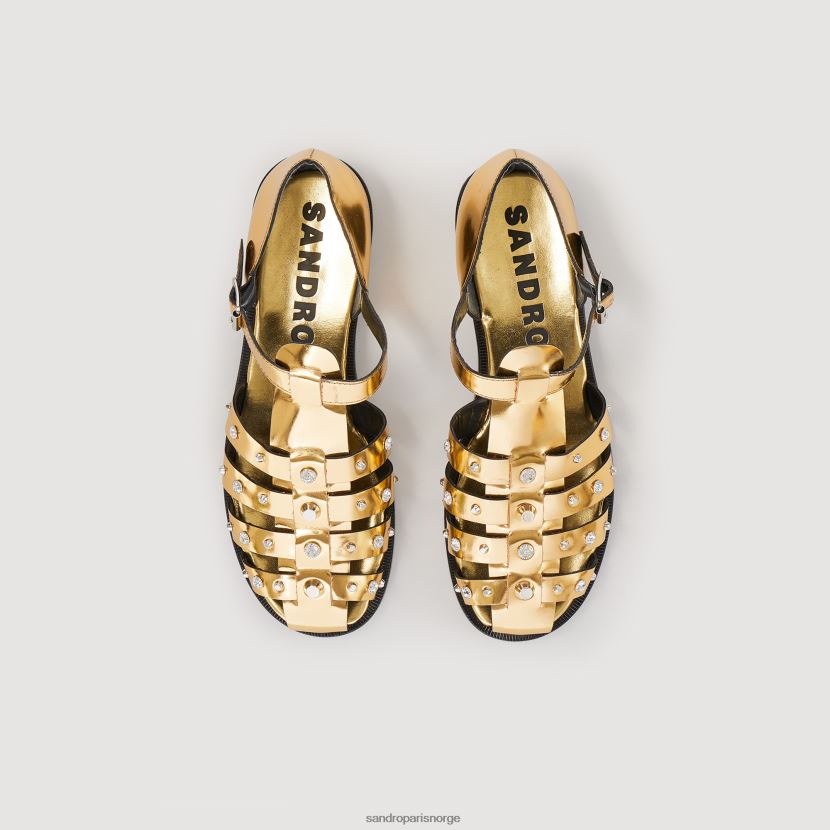 kvinner Sandro Paris gull olyma-sandaler med pigg fottøy 6FN4LH495
