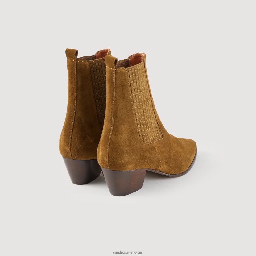 kvinner Sandro Paris olivengrønn ankelstøvletter i skinn med strikk fottøy 6FN4LH479