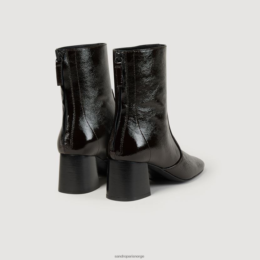 kvinner Sandro Paris sjokolade ankelstøvletter i sprukket skinn fottøy 6FN4LH470