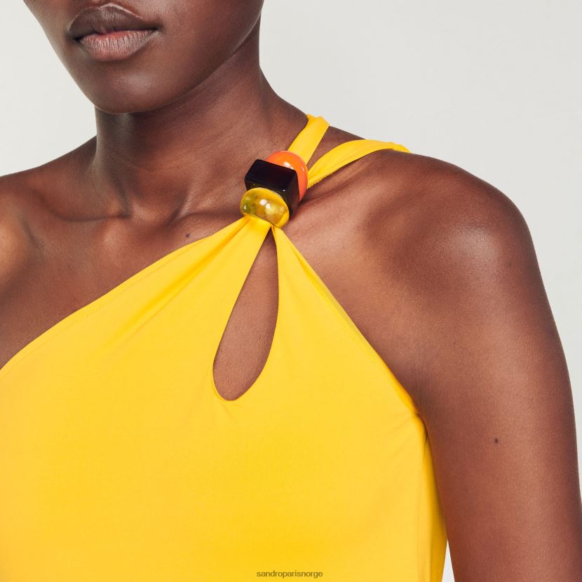 kvinner Sandro Paris gul asymmetrisk badedrakt i ett stykke klær 6FN4LH182