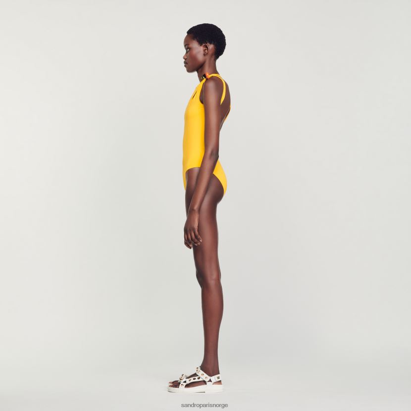 kvinner Sandro Paris gul asymmetrisk badedrakt i ett stykke klær 6FN4LH182