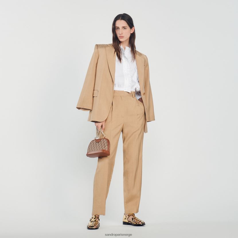 kvinner Sandro Paris beige bukser med vidde ben klær 6FN4LH304