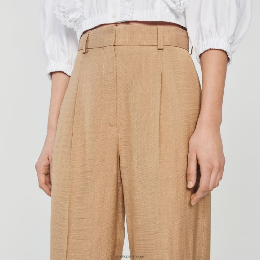 kvinner Sandro Paris beige bukser med vidde ben klær 6FN4LH304