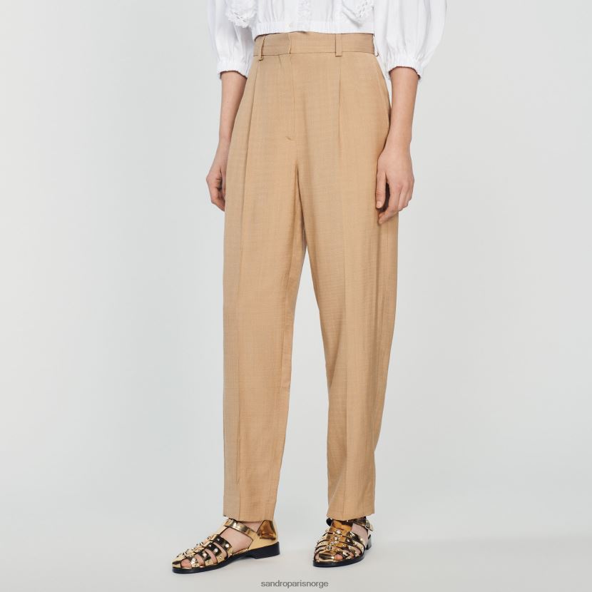 kvinner Sandro Paris beige bukser med vidde ben klær 6FN4LH304