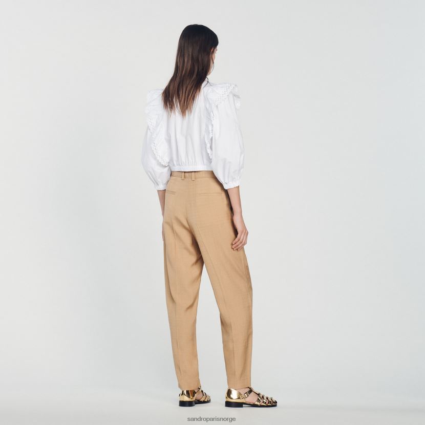 kvinner Sandro Paris beige bukser med vidde ben klær 6FN4LH304