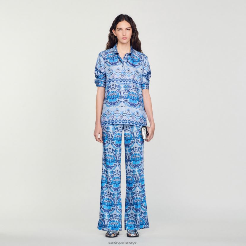 kvinner Sandro Paris blå bukser med løstsittende skjerftrykk klær 6FN4LH215