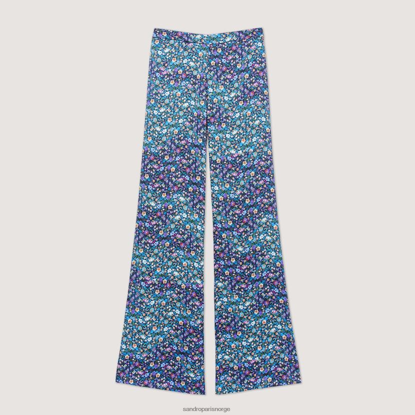 kvinner Sandro Paris blå/lilla blomstrede satengbukser klær 6FN4LH292
