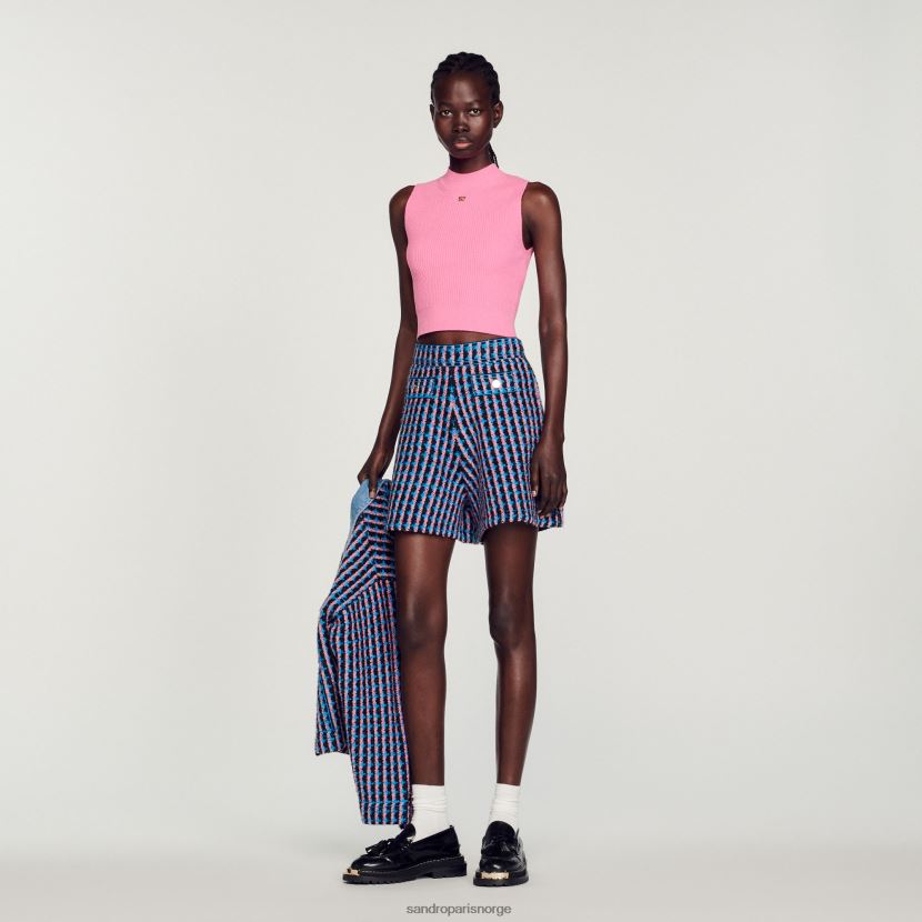 kvinner Sandro Paris blanc/blå tweed shorts klær 6FN4LH447
