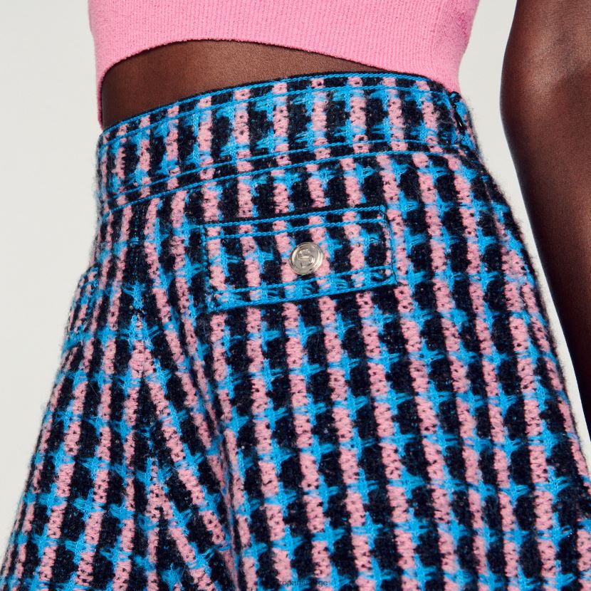 kvinner Sandro Paris blanc/blå tweed shorts klær 6FN4LH447