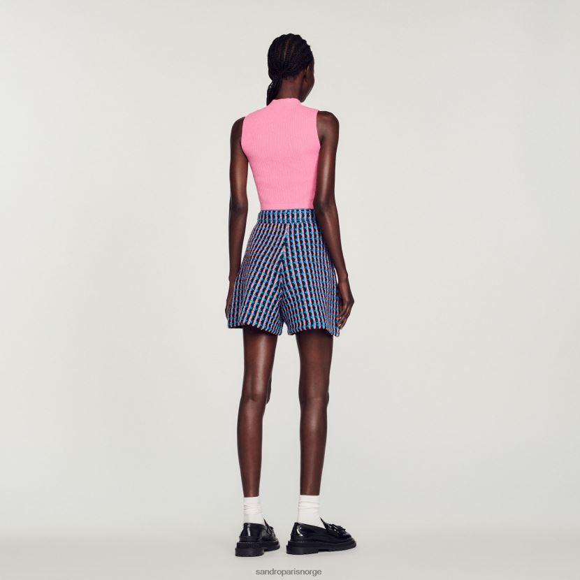 kvinner Sandro Paris blanc/blå tweed shorts klær 6FN4LH447