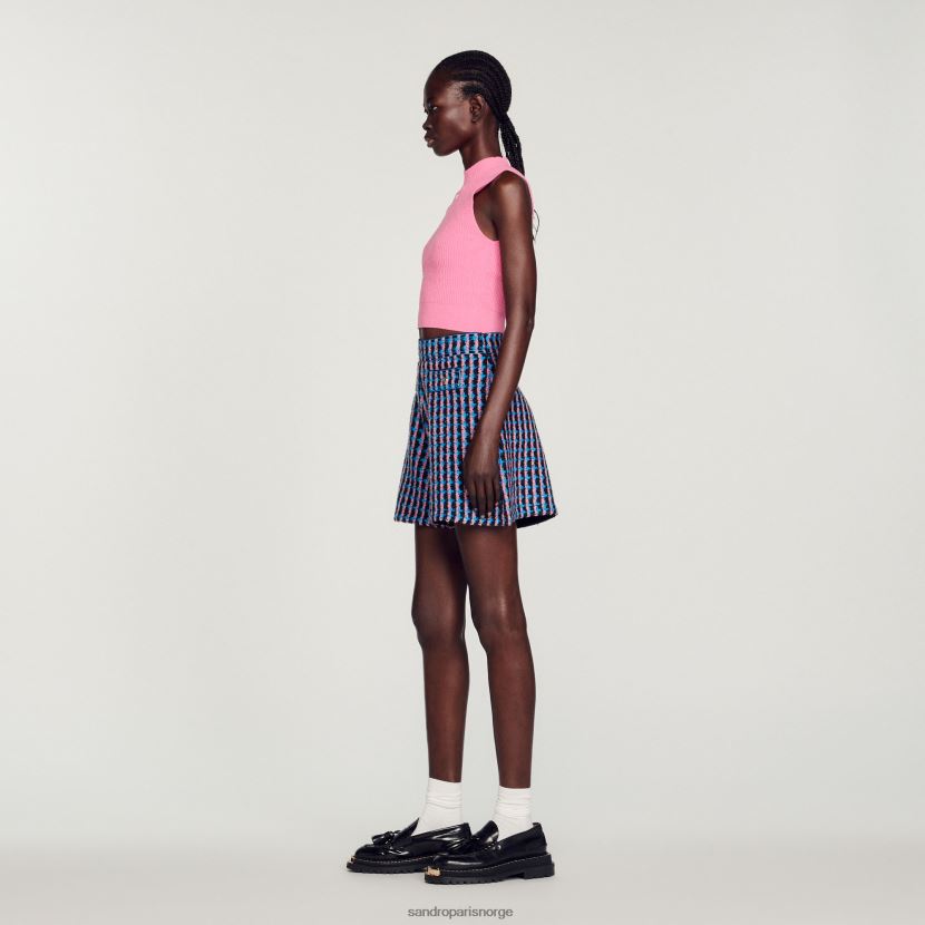 kvinner Sandro Paris blanc/blå tweed shorts klær 6FN4LH447