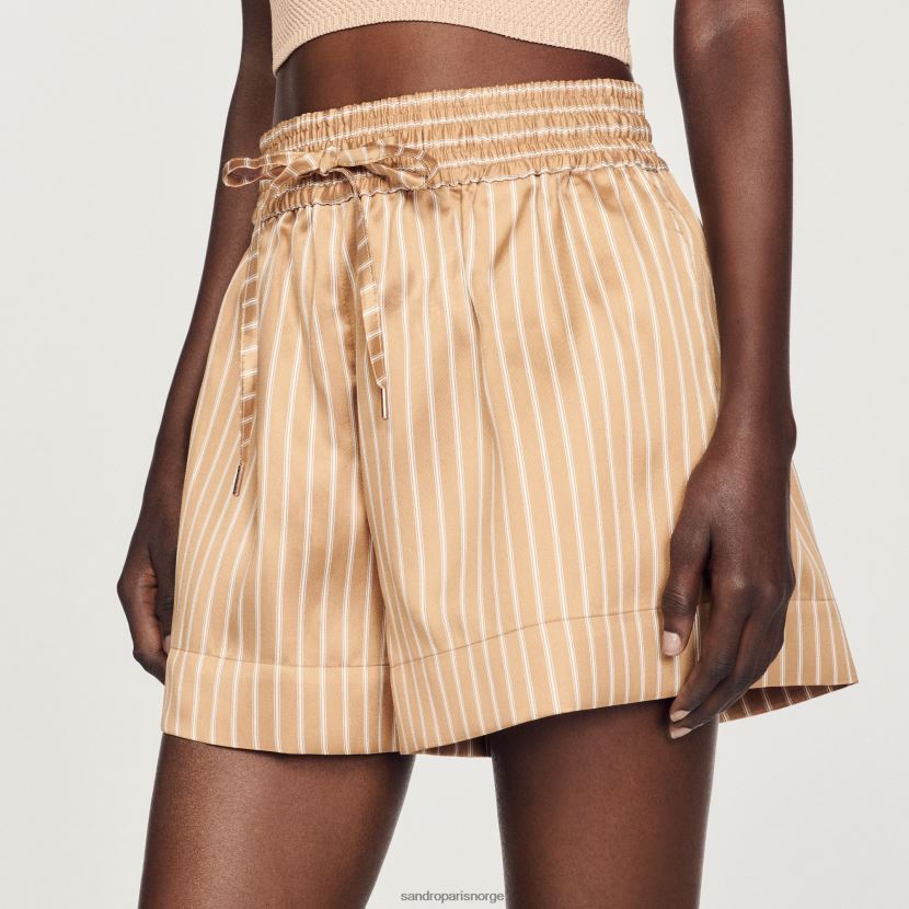 kvinner Sandro Paris bronse/hvit stripete løstsittende shorts klær 6FN4LH233