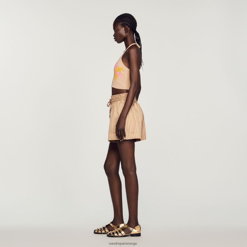 kvinner Sandro Paris bronse/hvit stripete løstsittende shorts klær 6FN4LH233