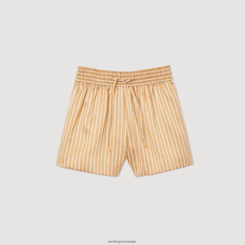 kvinner Sandro Paris bronse/hvit stripete løstsittende shorts klær 6FN4LH233