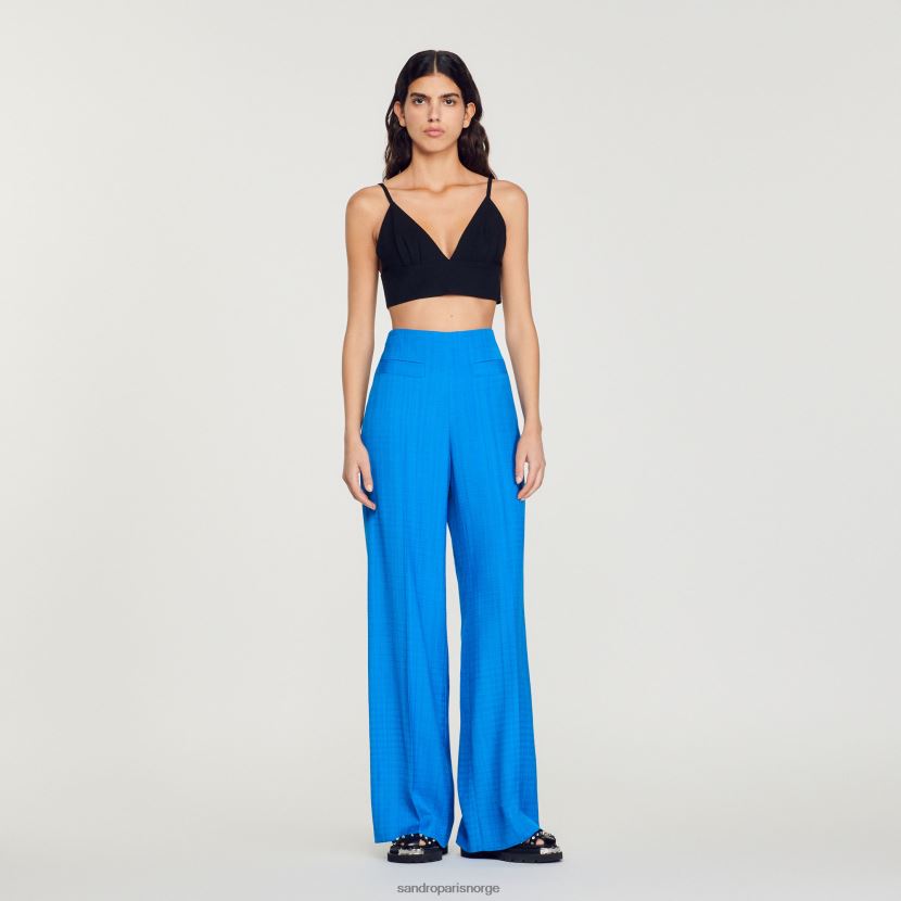 kvinner Sandro Paris elektrisk blå bukser med høy midje klær 6FN4LH201
