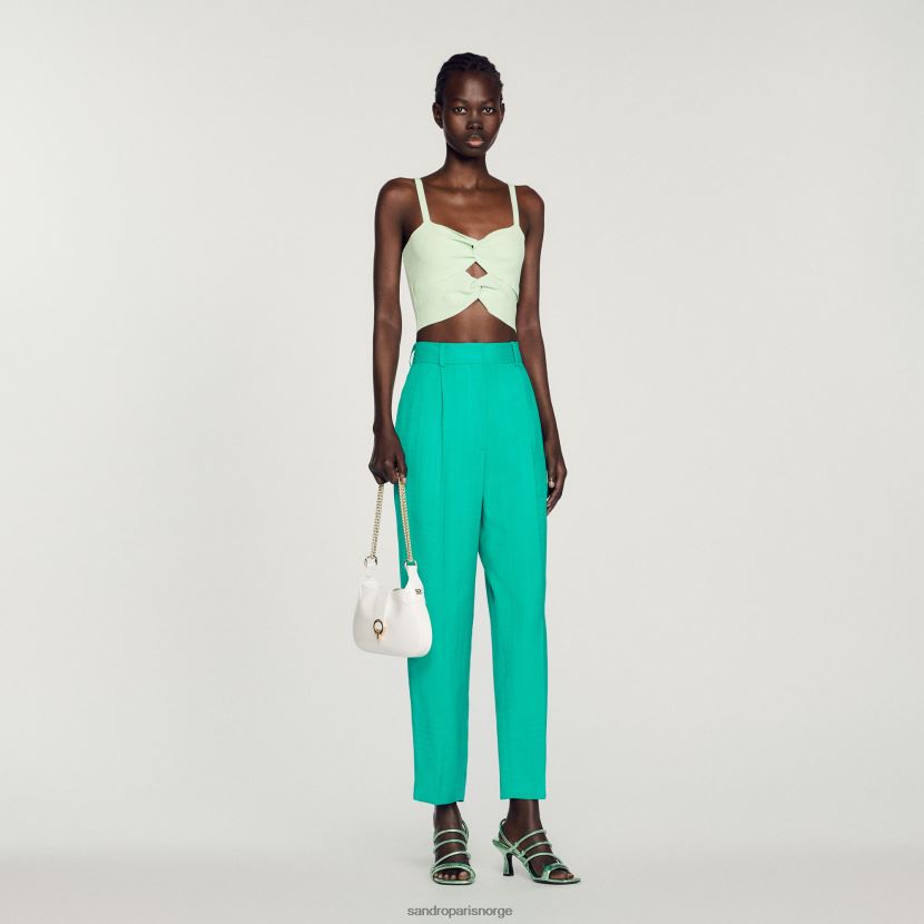 kvinner Sandro Paris emeuraude grønn bukser med rett ben klær 6FN4LH280