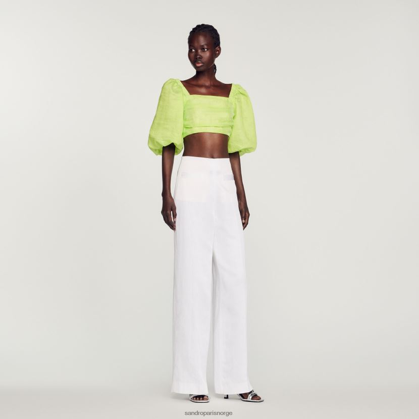 kvinner Sandro Paris hvit bukser med vidde ben klær 6FN4LH181