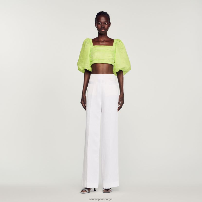 kvinner Sandro Paris hvit bukser med vidde ben klær 6FN4LH181