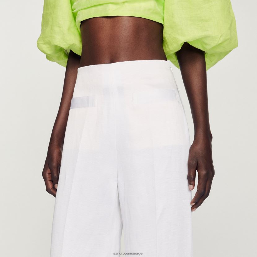 kvinner Sandro Paris hvit bukser med vidde ben klær 6FN4LH181