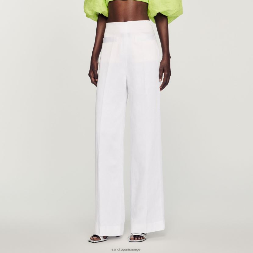 kvinner Sandro Paris hvit bukser med vidde ben klær 6FN4LH181