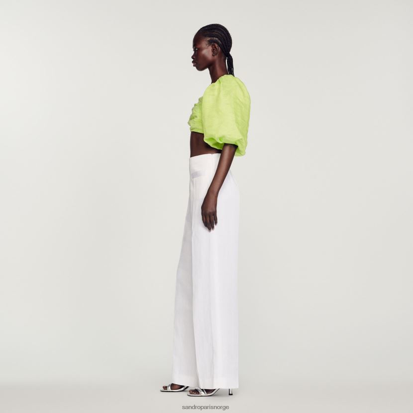 kvinner Sandro Paris hvit bukser med vidde ben klær 6FN4LH181