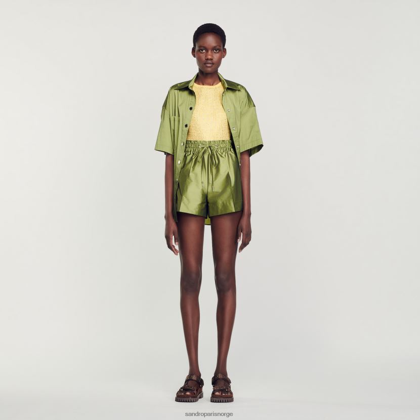 kvinner Sandro Paris lett kaki sateng shorts klær 6FN4LH78