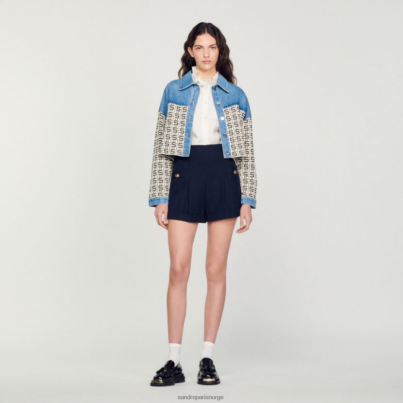 kvinner Sandro Paris marineblå shorts med oppsving klær 6FN4LH87
