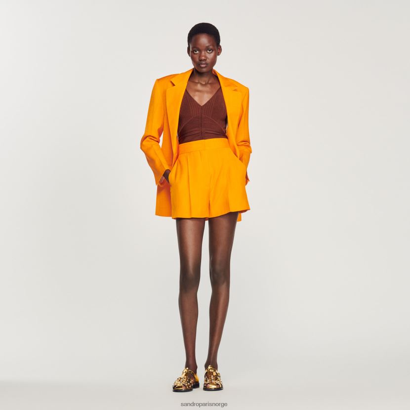 kvinner Sandro Paris oransje shorts med brede ben klær 6FN4LH387