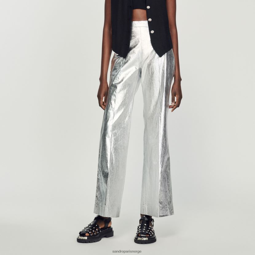 kvinner Sandro Paris sølv bukser med metallisk belegg klær 6FN4LH98