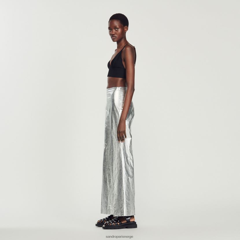 kvinner Sandro Paris sølv bukser med metallisk belegg klær 6FN4LH98
