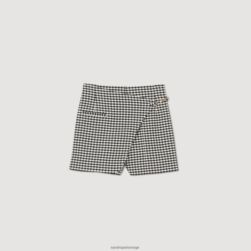 kvinner Sandro Paris svart hvit houndstooth shorts klær 6FN4LH41