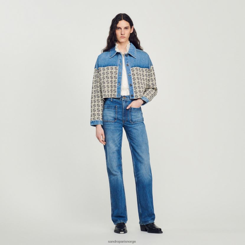 kvinner Sandro Paris blå jeans cropped denim coatigan klær 6FN4LH105