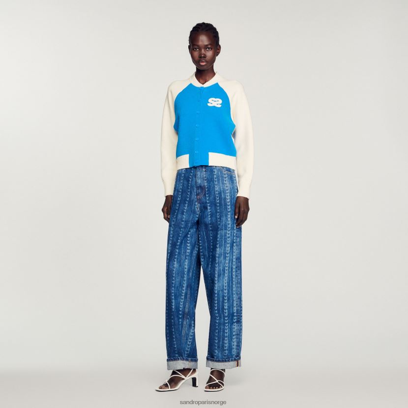 kvinner Sandro Paris blå varsity coatigan klær 6FN4LH293