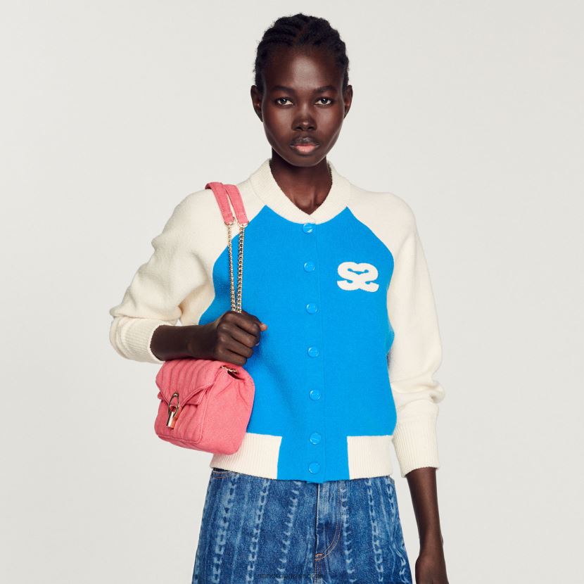 kvinner Sandro Paris blå varsity coatigan klær 6FN4LH293
