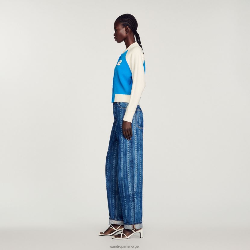 kvinner Sandro Paris blå varsity coatigan klær 6FN4LH293