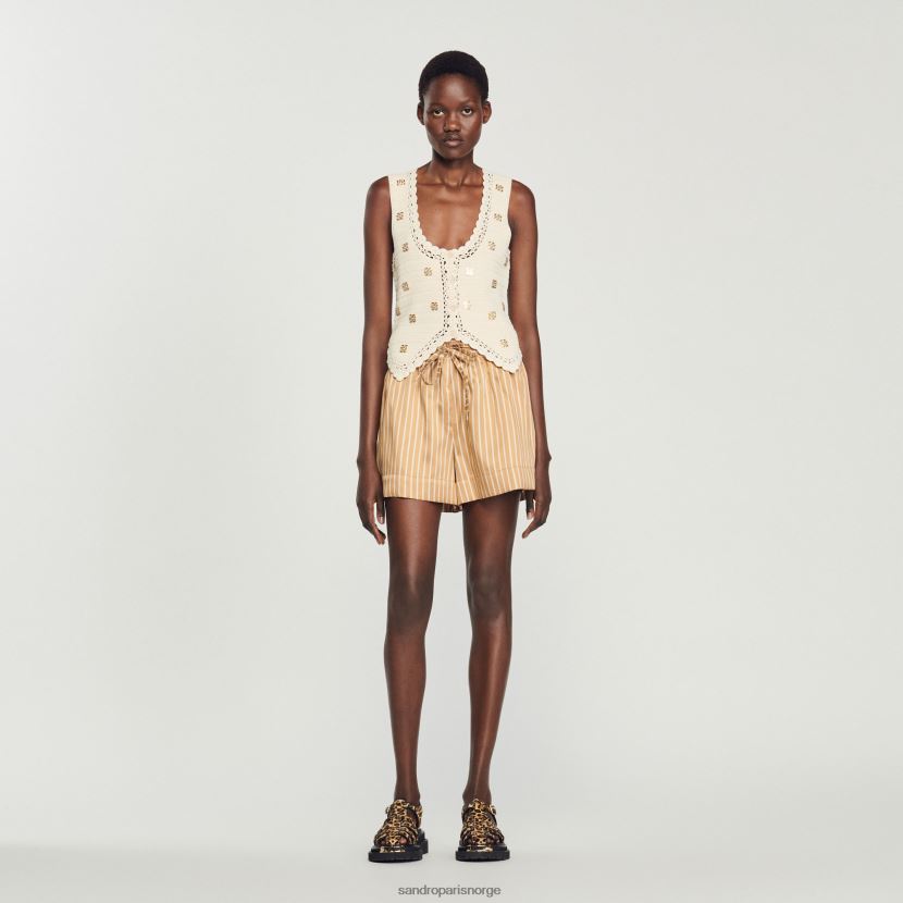 kvinner Sandro Paris ecru heklet topp klær 6FN4LH132