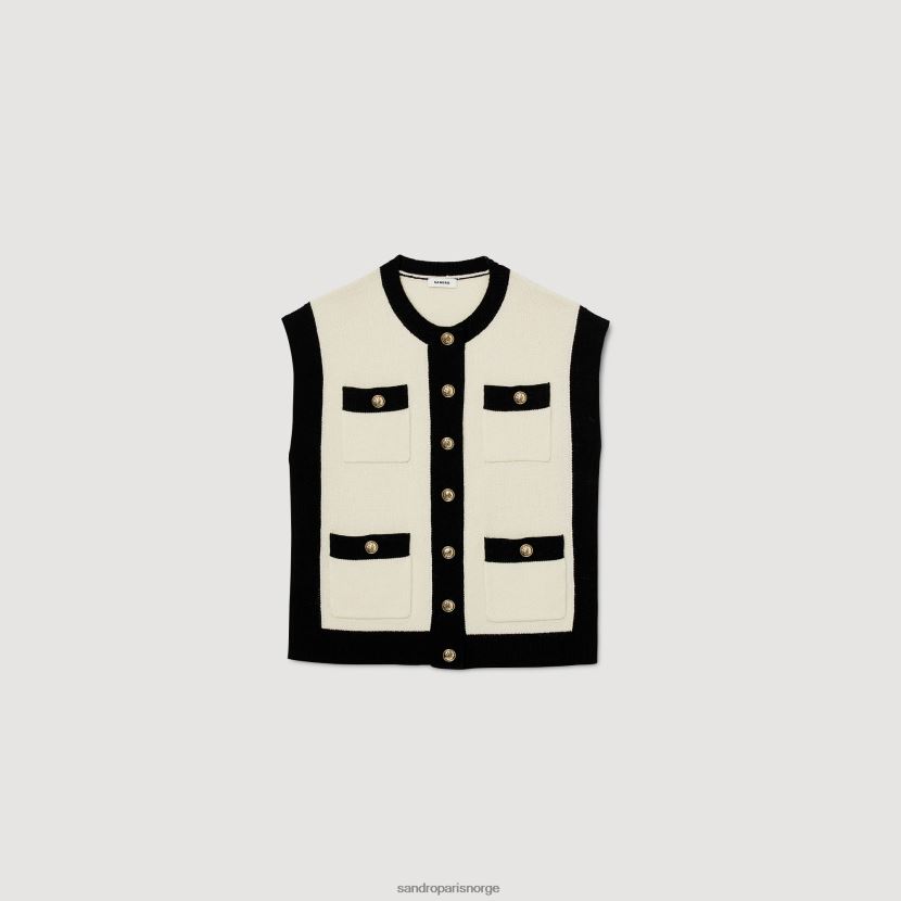 kvinner Sandro Paris ecru løs ermeløs coatigan klær 6FN4LH7