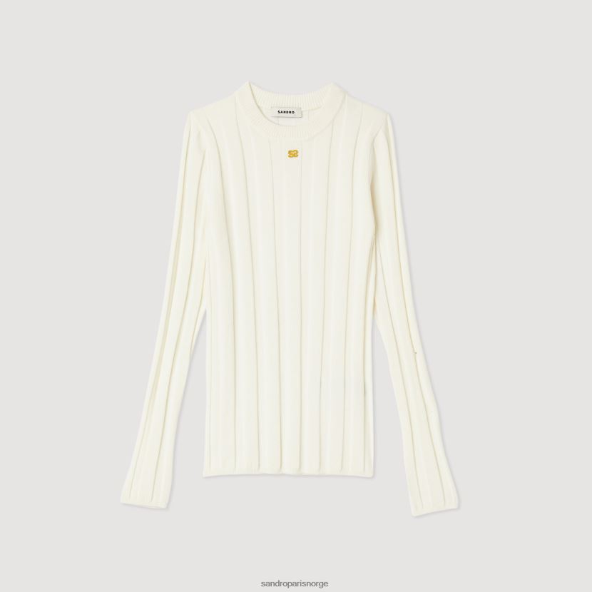 kvinner Sandro Paris ecru strikket genser klær 6FN4LH360