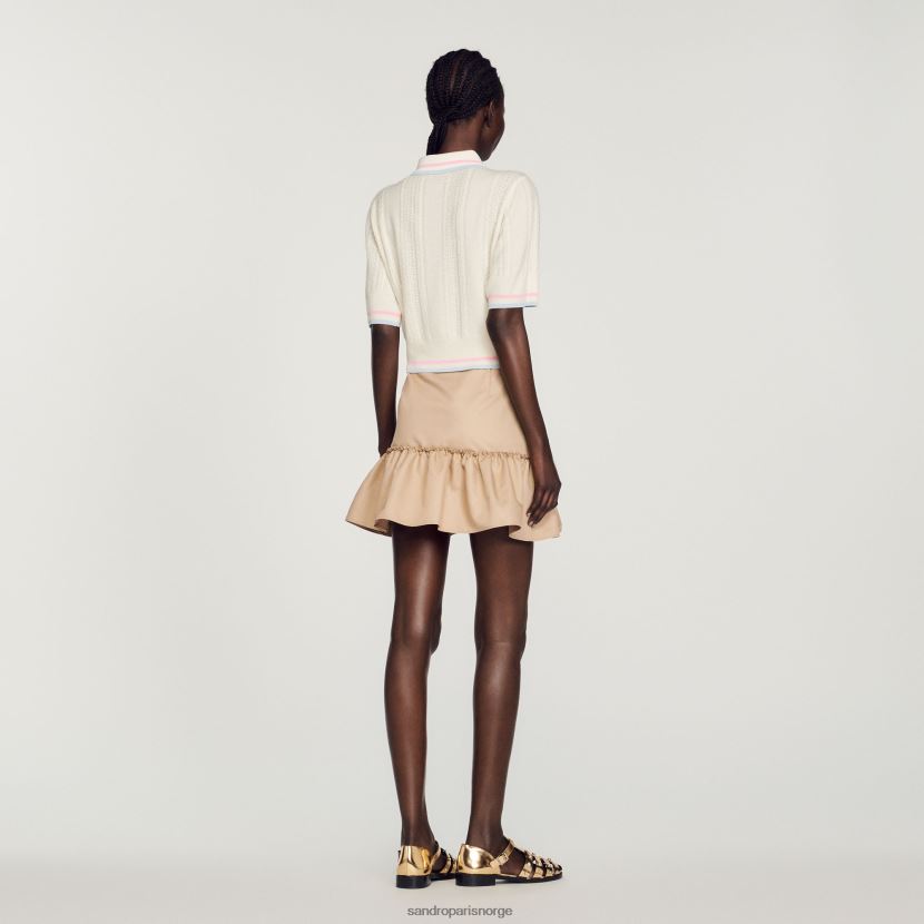 kvinner Sandro Paris ecru strikket polo genser klær 6FN4LH330