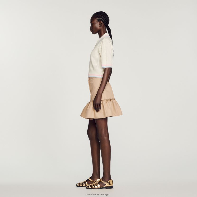 kvinner Sandro Paris ecru strikket polo genser klær 6FN4LH330