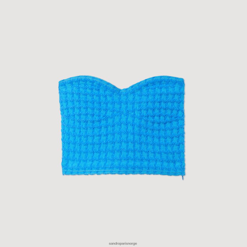 kvinner Sandro Paris elektrisk blå beskåret tweed bustier klær 6FN4LH299