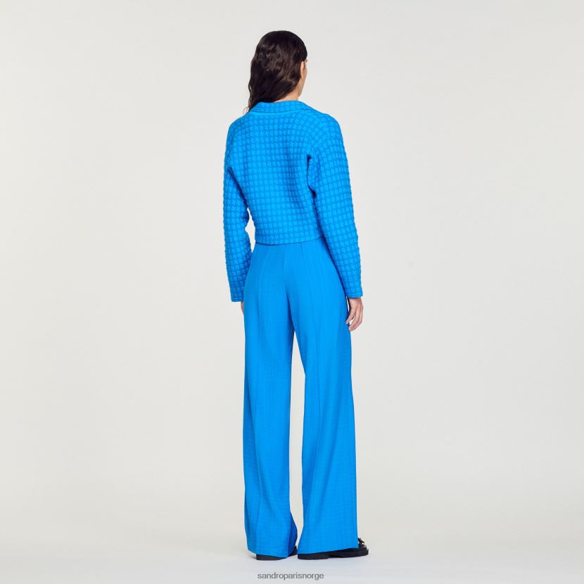 kvinner Sandro Paris elektrisk blå beskåret tweed coatigan klær 6FN4LH343