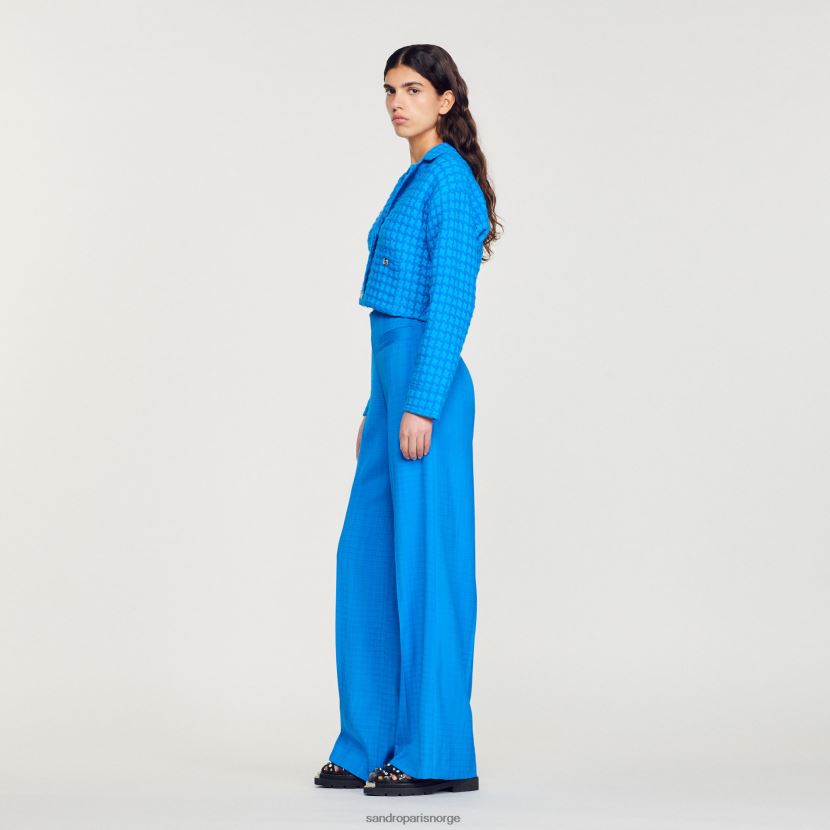 kvinner Sandro Paris elektrisk blå beskåret tweed coatigan klær 6FN4LH343