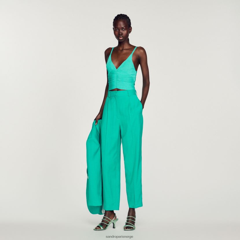 kvinner Sandro Paris emeuraude grønn plissert tank klær 6FN4LH404