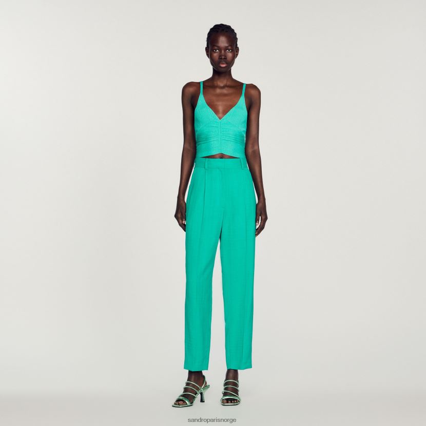 kvinner Sandro Paris emeuraude grønn plissert tank klær 6FN4LH404