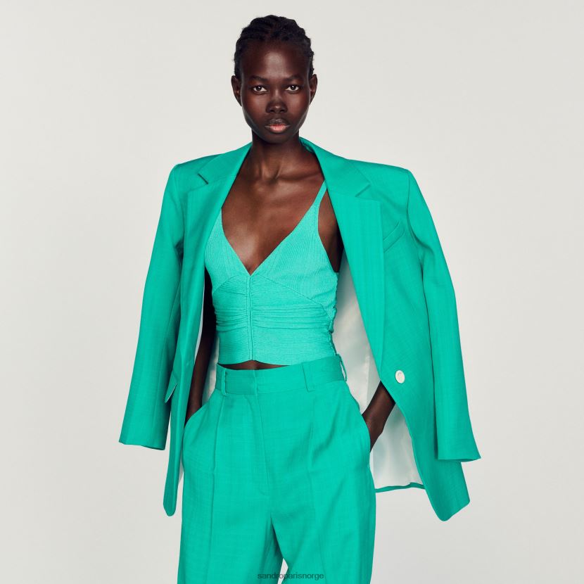 kvinner Sandro Paris emeuraude grønn plissert tank klær 6FN4LH404